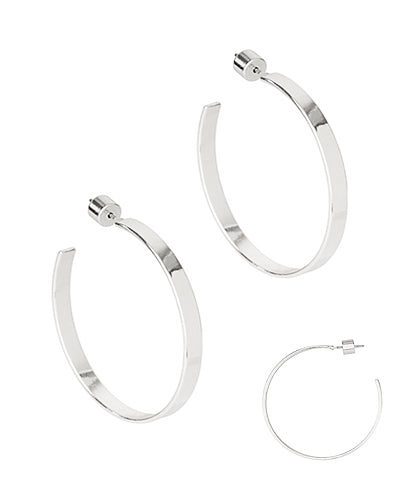40mm Flat Metal Hoops-Silver