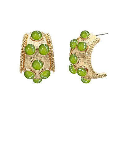 Antique Stone Hoops- Olive