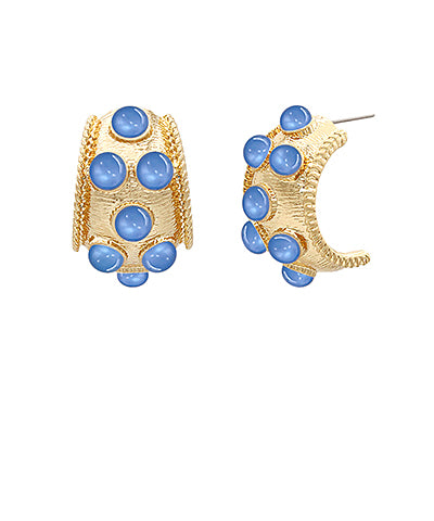 Antique Stone Hoops- Blue