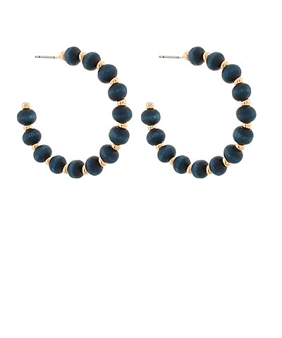40mm Wood Bead Hoops-Navy