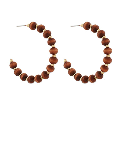 40mm Wood Bead Hoops-Brown