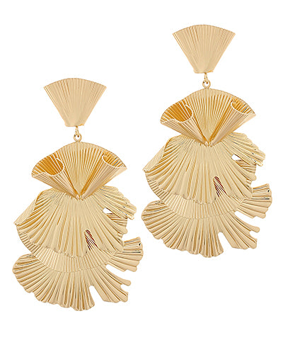 Fringe Textured Leaf Earrings