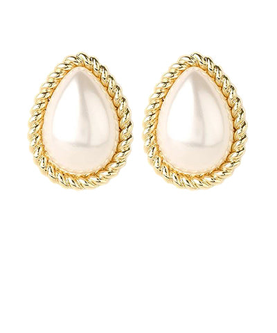 Twist Framed Pearl Earrings