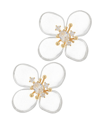 CZ & Acrylic Flower Earrings