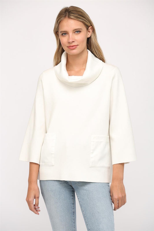 The Frances Contrast Sweater in Cream