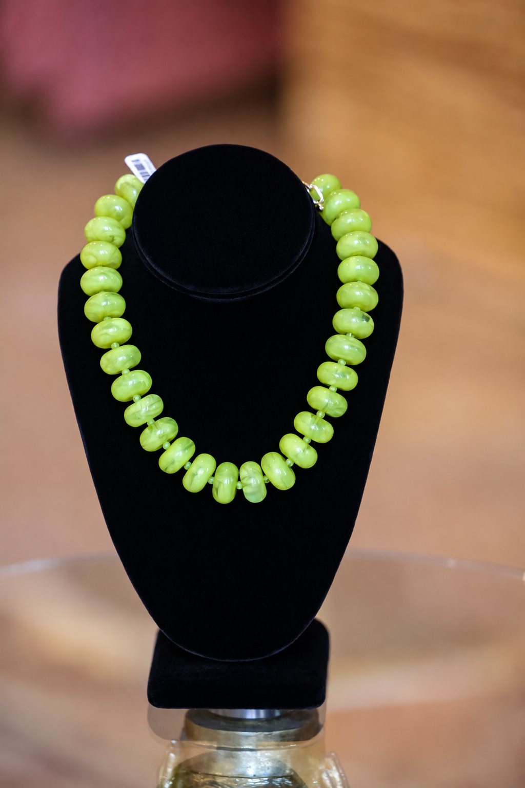 Colored Flat Ball Necklace-Olive