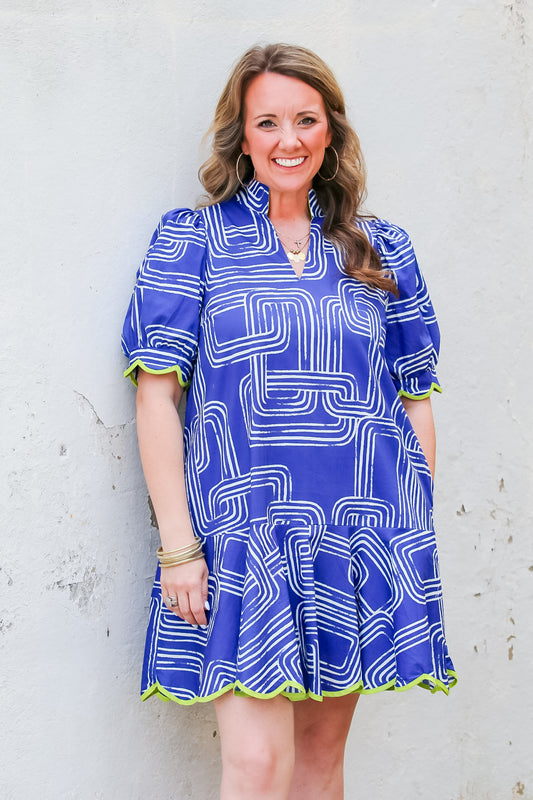 Seaside Stroll Dress in Navy