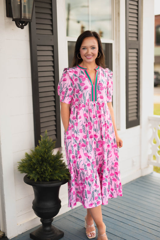 The Kimi Midi Dress in pink