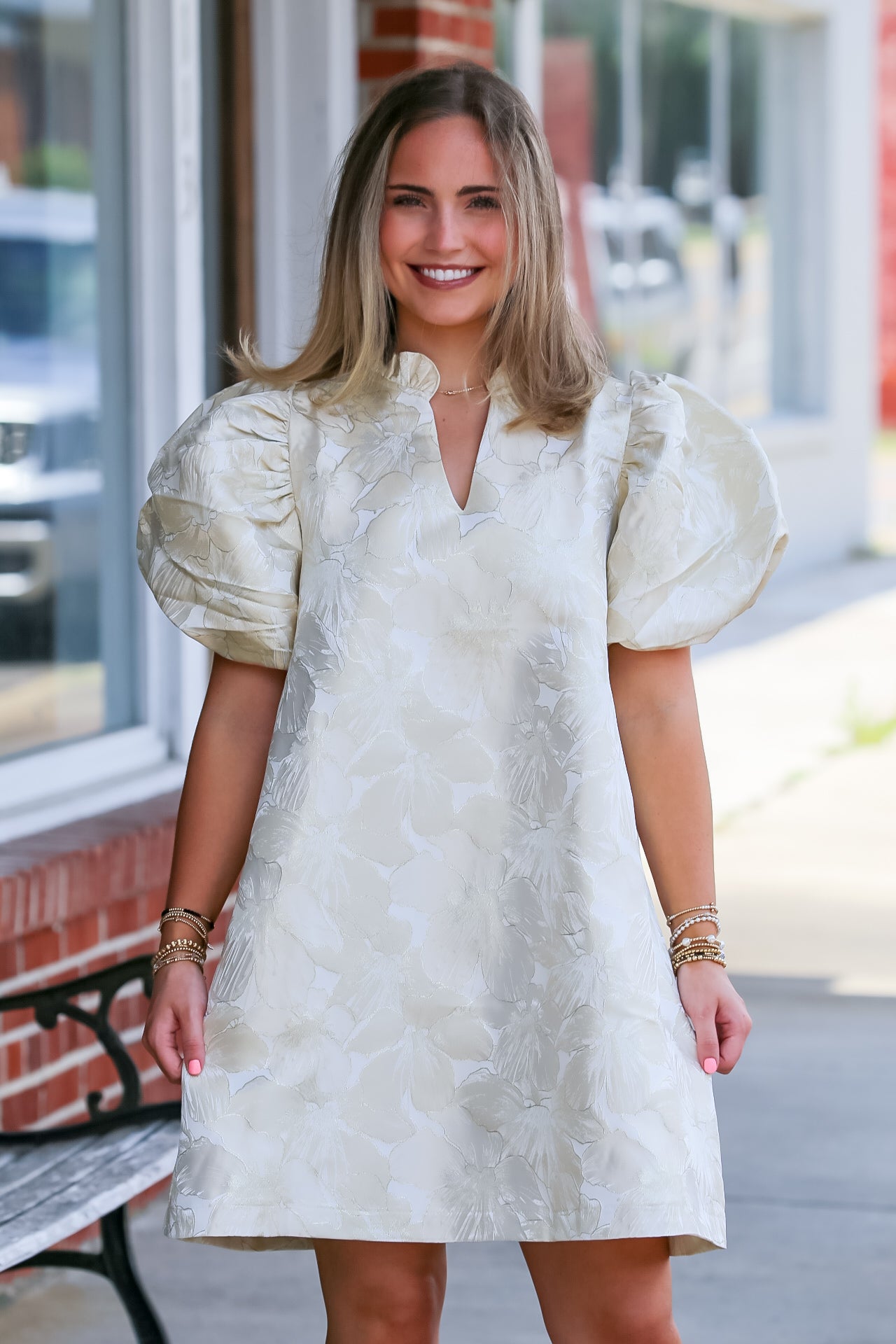 The Skylar Bloom Dress in Champagne