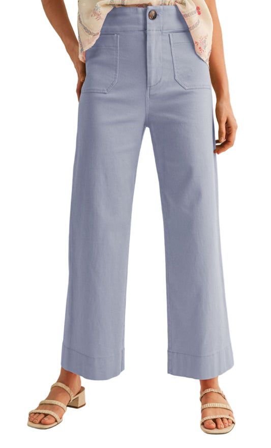 The Misty Wide Leg Pants- Cornflower Blue