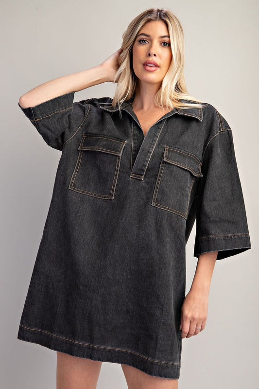 The Alex Denim Dress in Black