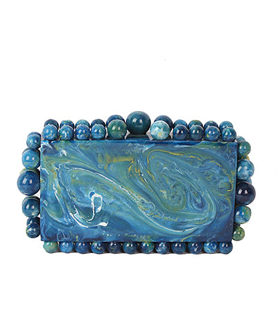Acrylic Marble Clutch-Blue