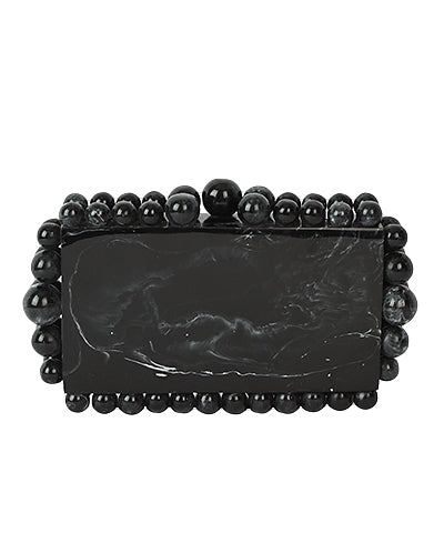 Acrylic Marble Clutch-Black