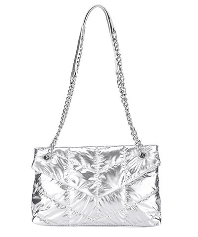 Puffy Envelope Shoulder Bag-Silver
