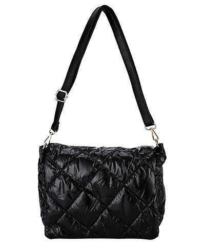 Quilted Puffy Crossbody-Black