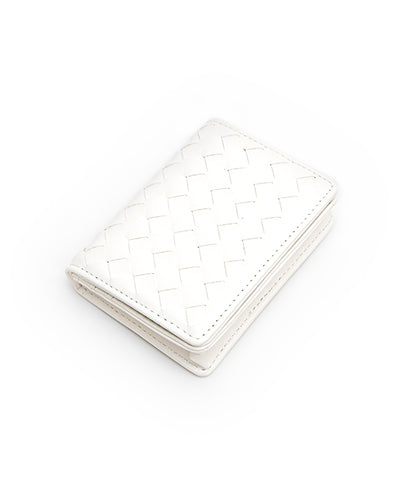 Square Pattern Leather Wallet-White