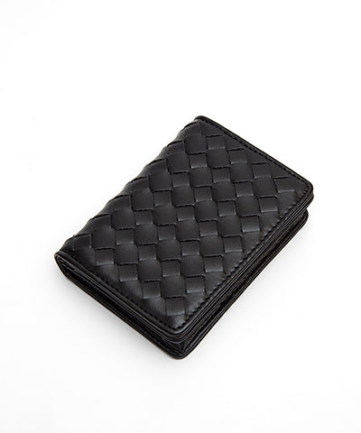 Square Pattern Leather Wallet-Black