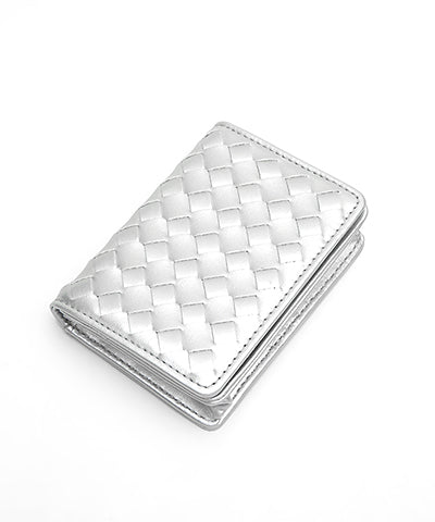 Square Pattern Leather Wallet-Silver