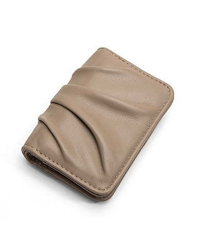 Credit Card Leather Snap Wallet-Taupe