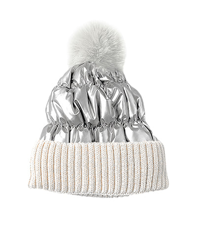 The Granthum Puffer Beanie in Silver