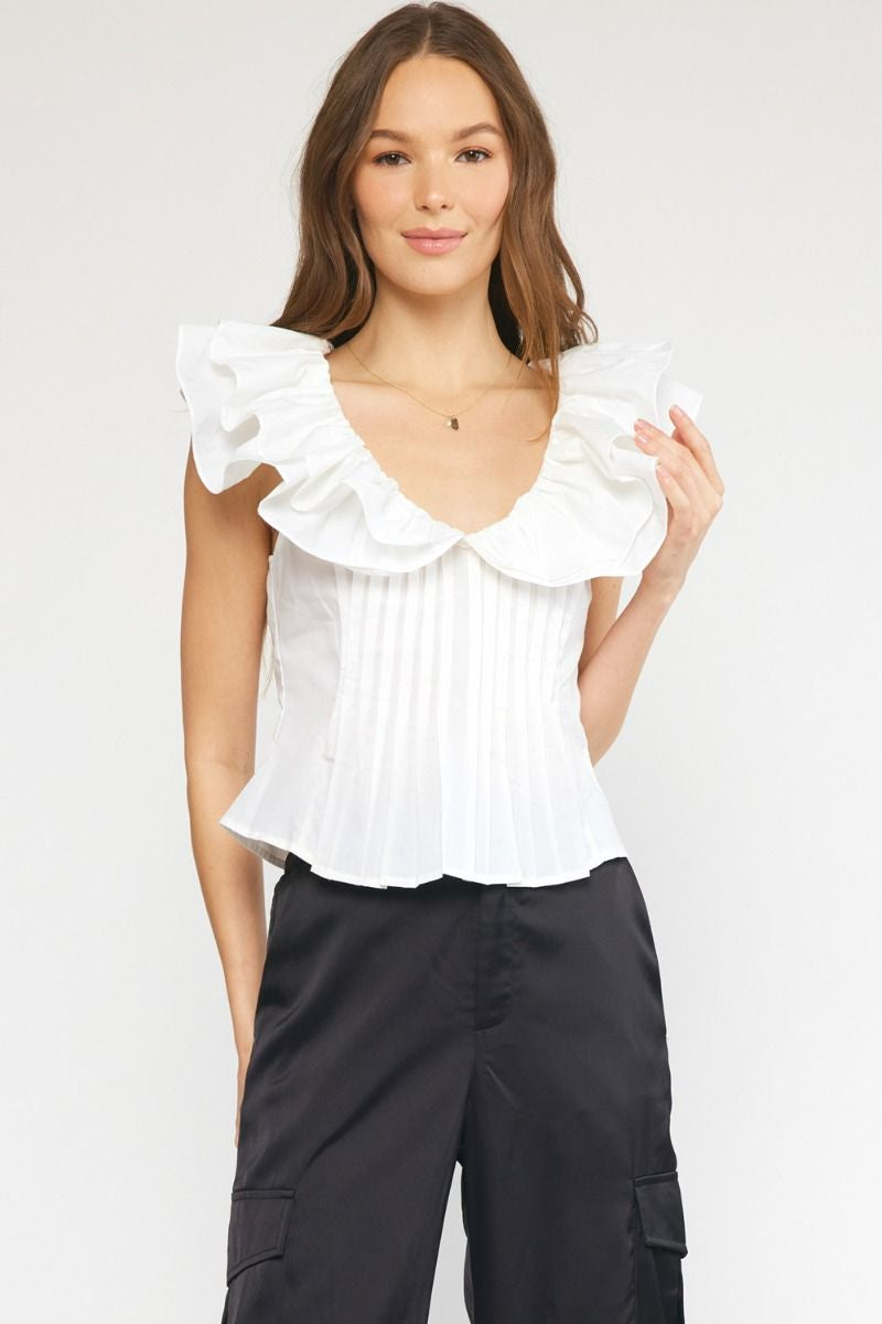 The Crimson Pintuck Top in White