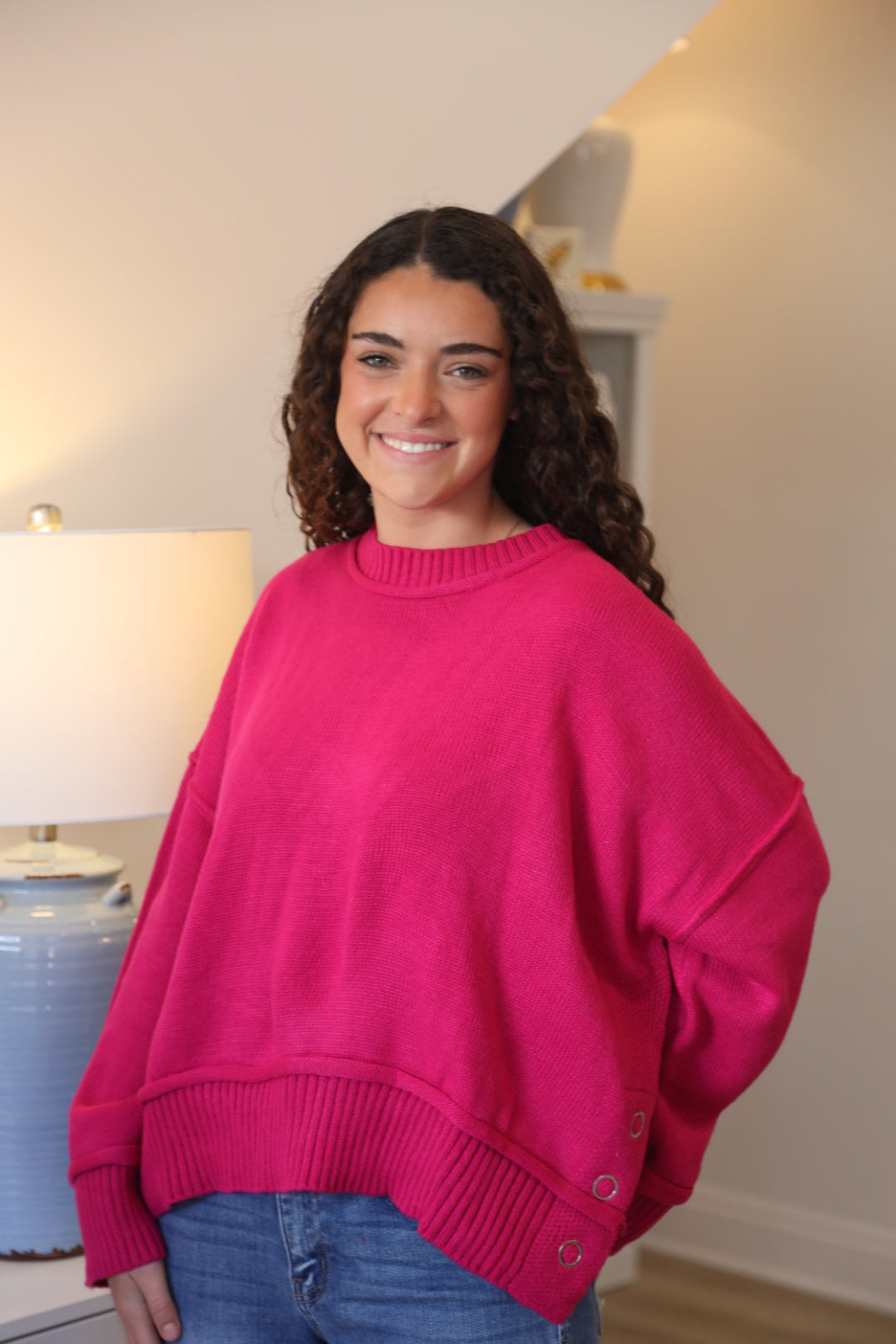 The Wren Sweater in Fuchsia