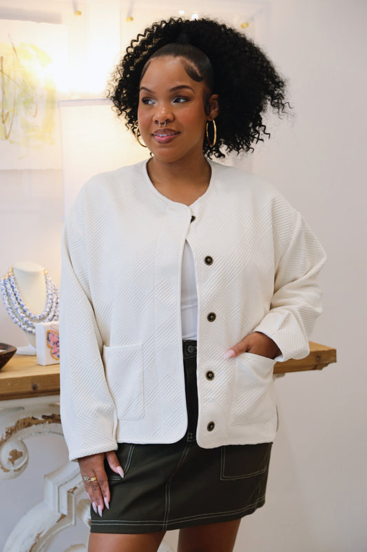 The Rania Textured Jacket in Cream