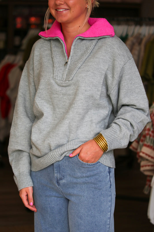 The Magenta Zip Sweater