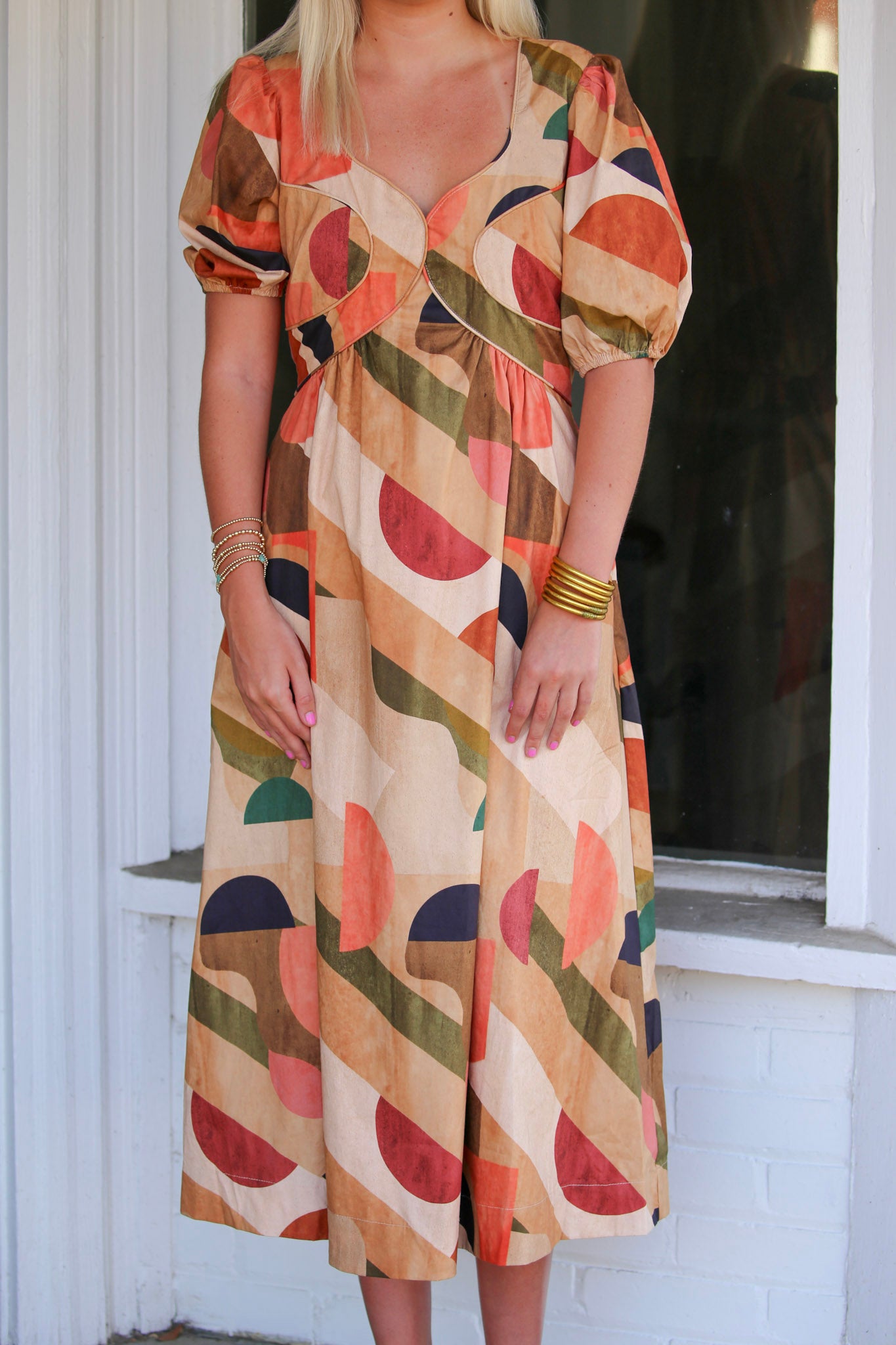Piping Detail Midi Dress