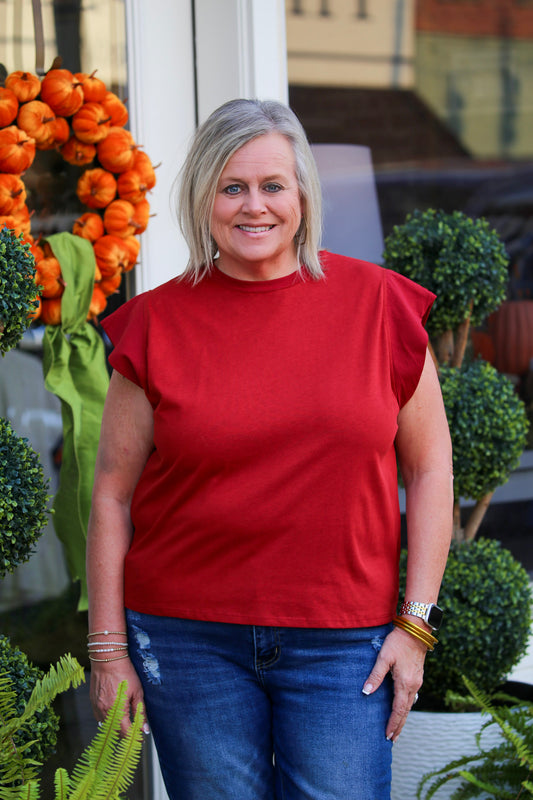 The Parker Top -Burgundy
