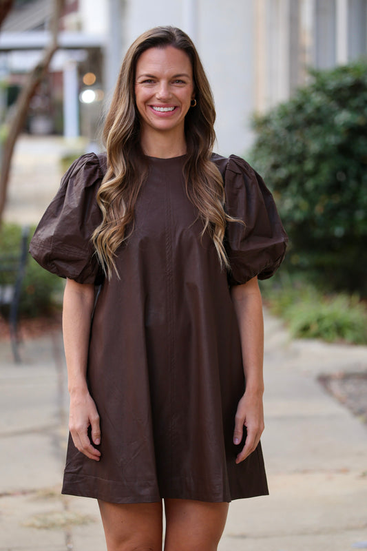 Chocolate Leather Tunic Dress