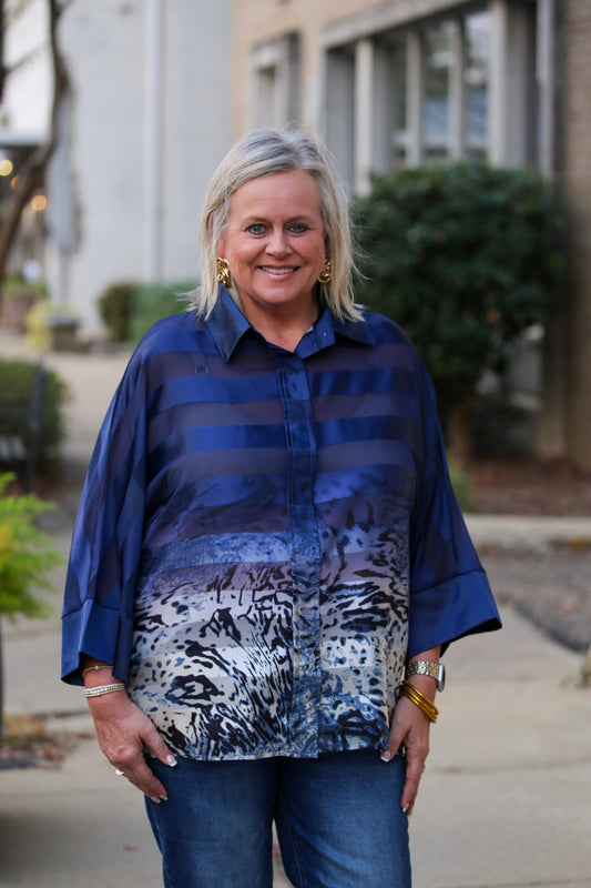 Ombre Wild Top-Navy