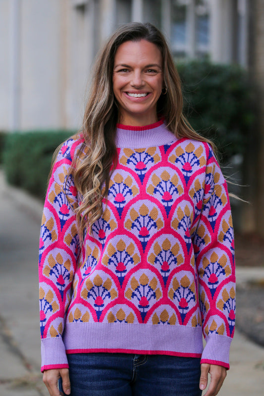 Boho Magenta Floral Sweater