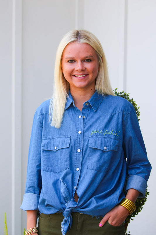 Gone Fishin' Button Down