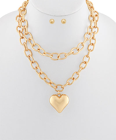 Heart & Chunky Chain Necklace