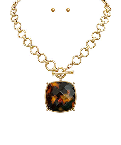 Faceted Square Necklace Set