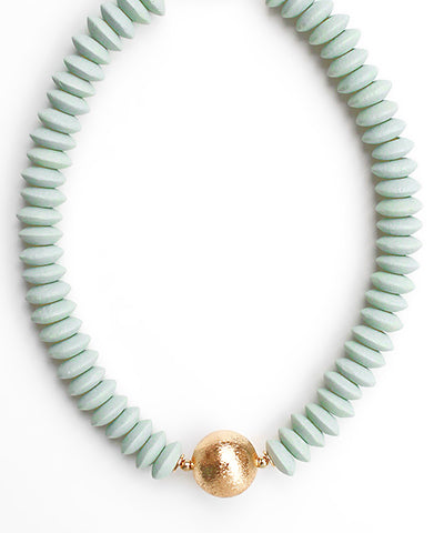 Wooden Bead Necklace-Mint