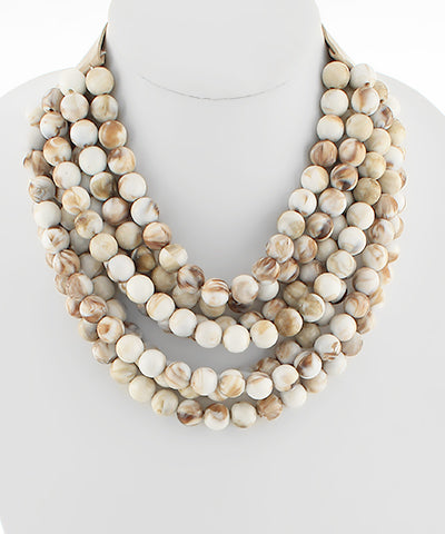 Gemstone Beaded Necklace- Taupe