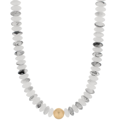 Metal Ball & Beads Necklace-Howlite