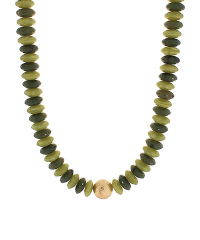 Metal Ball & Beads Necklace-Olive