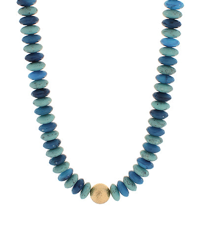 Metal Ball & Beads Necklace-Turquoise