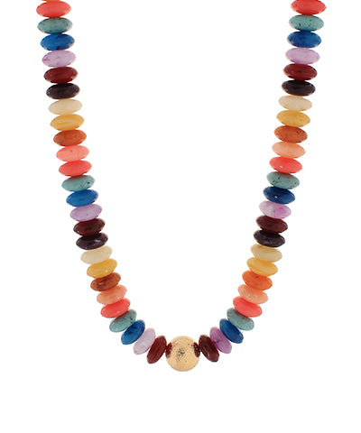 Metal Ball & Beads Necklace-Dark Multi