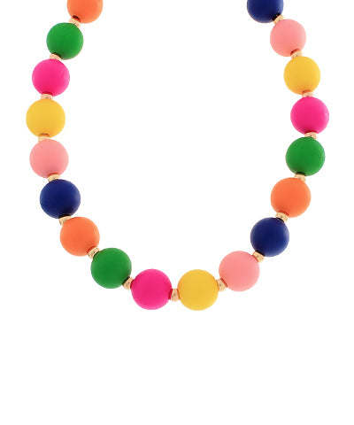Colorful Wood Bead Necklace-Multi