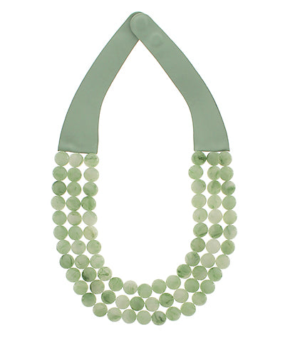 3 Row Faux Stone Bead Necklace