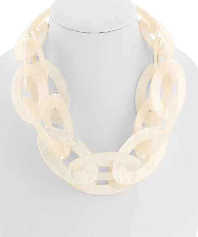 Two Layered Oval Link Necklace-Ivory