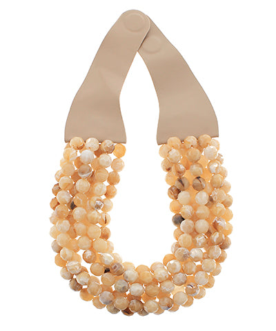 Agate Bead Necklace- Beige