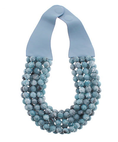 Agate Bead Necklace- Blue