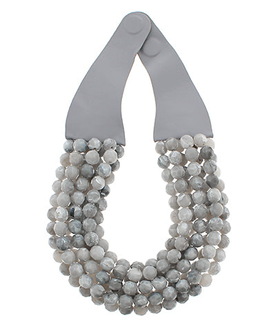 Agate Bead Necklace- Grey