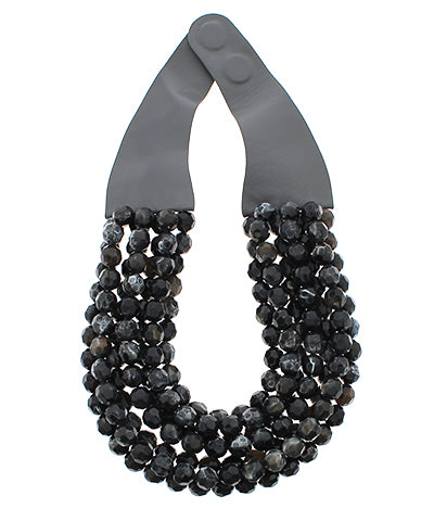 Agate Bead Necklace- Black