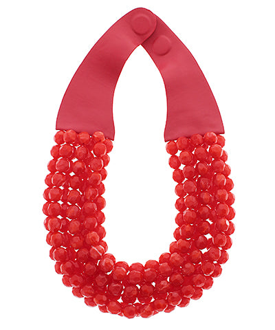 Agate Bead Necklace- Red